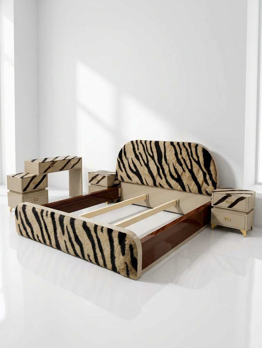Beige Curve Bed