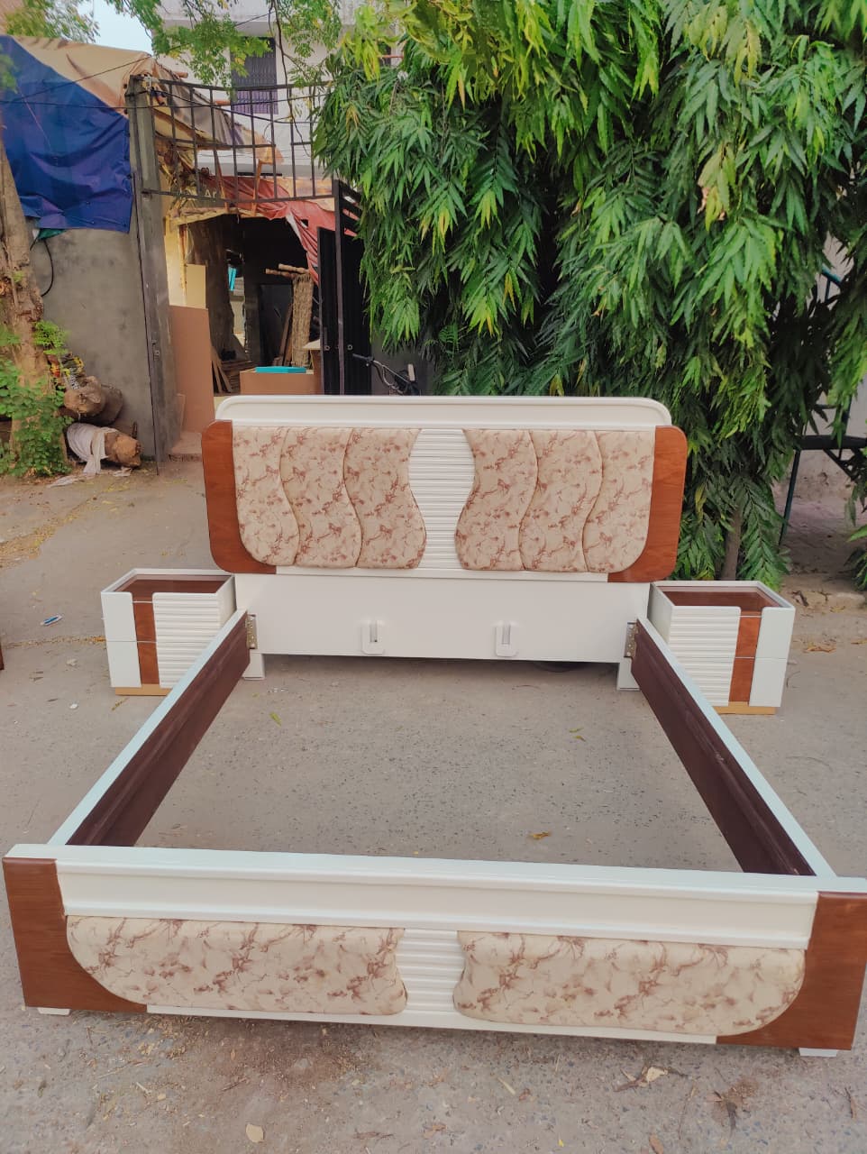 Beige-Wood Bed